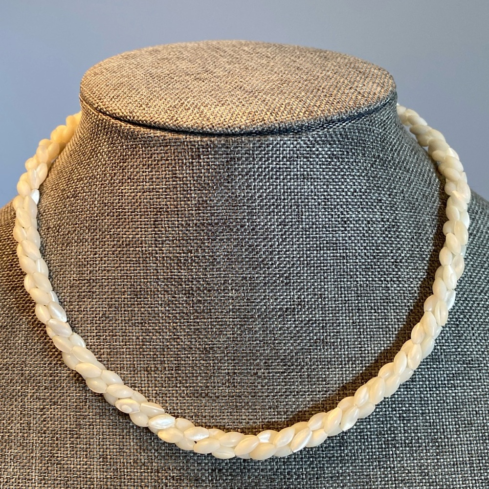 Vintage Mother of Pearl Twisted Bead Necklace